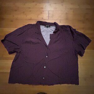 Madewell Cropped Purple Stripe Button Down Size Large